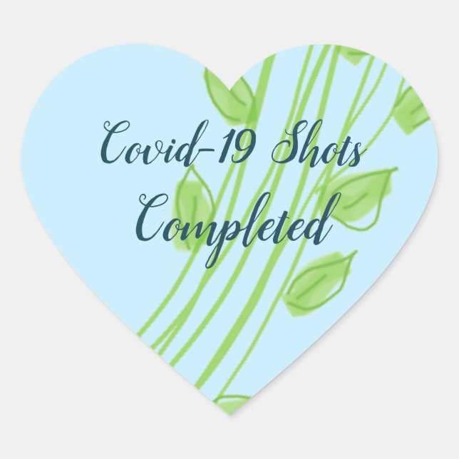 Light Blue With Green Leaf Design Accented Heart Sticker (Front)