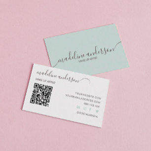 Light Blue With QR Code Professional Business Card