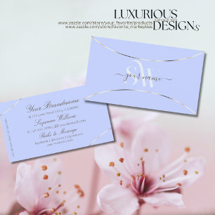 Light Blue with White Gold Decor and Monogram Business Card