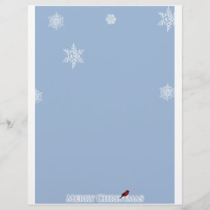 Light Blue with White Snowflakes and Red Cardinal