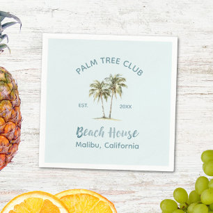 Light Blue Wood Palm Trees Modern Beach House Napkin