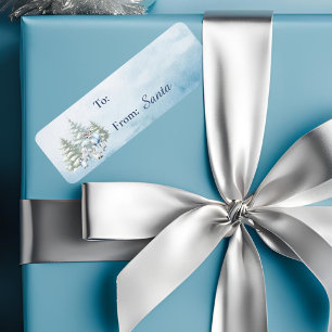 Light Blue Woodland Animals Christmas Gift Label