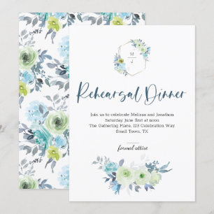 Light Blue Yellow Green Floral Rehearsal Dinner