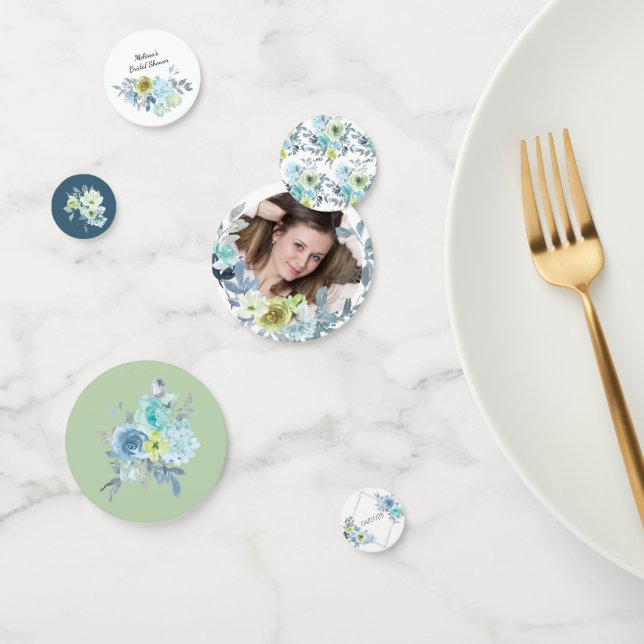 Light Blue Yellow Green Floral Wedding Confetti (Group)