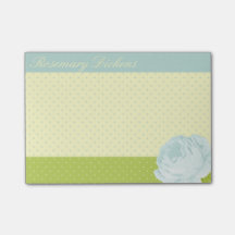 Light Blue Yellow Green Polkadots and Rose