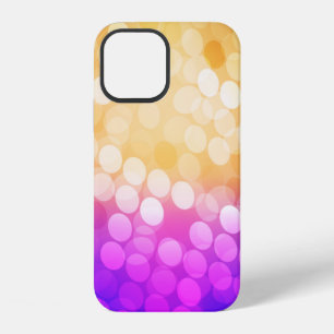 Light Blue, Yellow pattern with spheres. Blurred b iPhone 12 Case