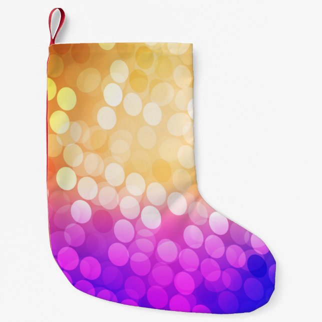 Light Blue, Yellow pattern with spheres. Blurred b Small Christmas Stocking (Front)