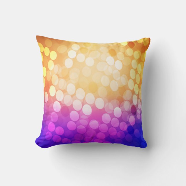 Light Blue, Yellow pattern with spheres. Blurred b Throw Pillow (Front)