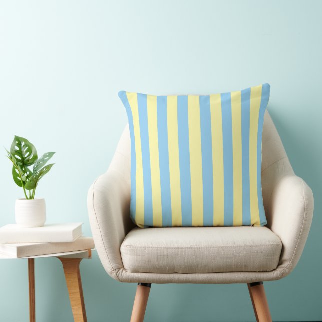 Light Blue & Yellow Striped  Throw Pillow (Chair)