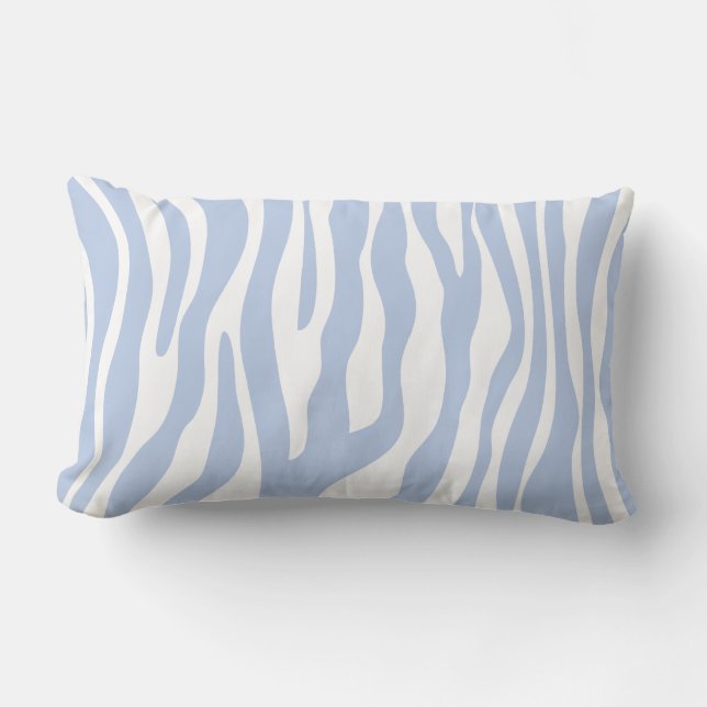 Light Blue Zebra Animal Print Pattern Lumbar Pillow (Front)