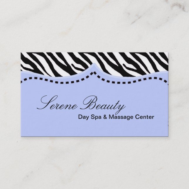 Light Blue Zebra Print Animal Business Card (Front)