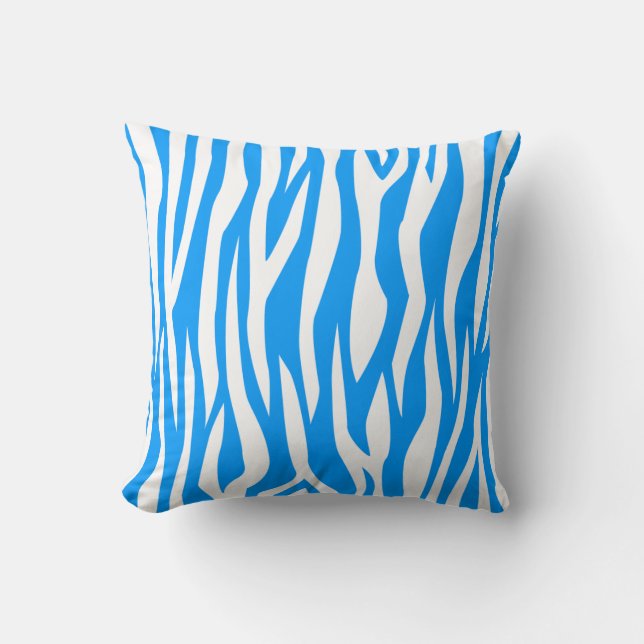 Light Blue Zebra Print Throw Pillow (Front)