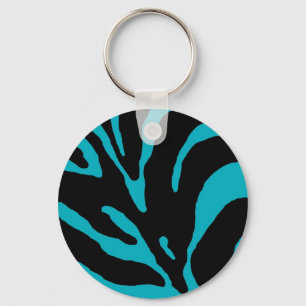 Light Blue Zebra Stripe Animal Print Keychain