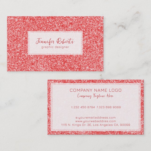 Light bluenk glam glitter texture with sparkles business card (Front/Back)