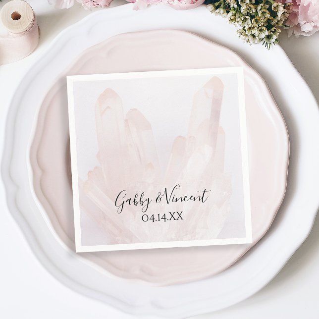 Light Blush Pink Crystals Wedding Napkin (Creator Uploaded)