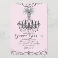 Light Blush Pink Silver White Bow Sweet 16 Sixteen
