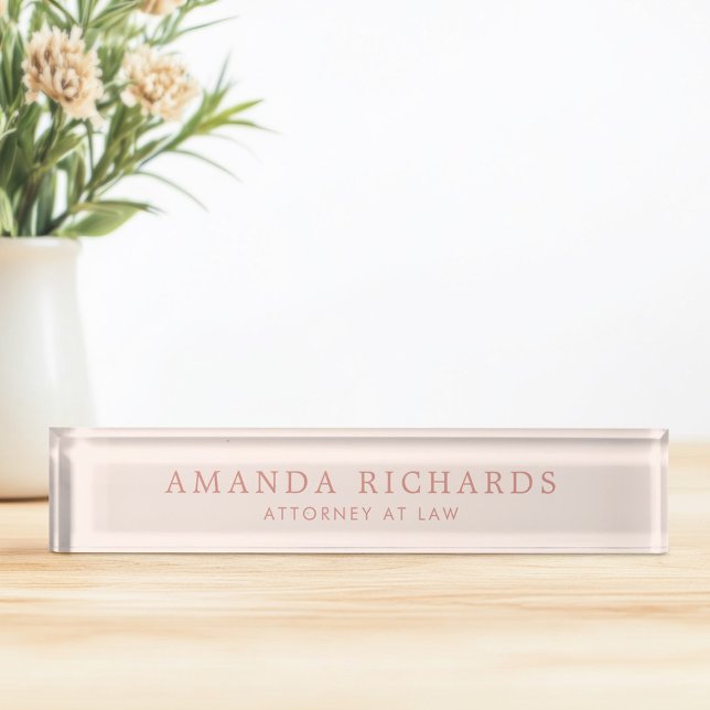 Light blush pink trendy nameplate (Light blush pink trendy desk name plate)