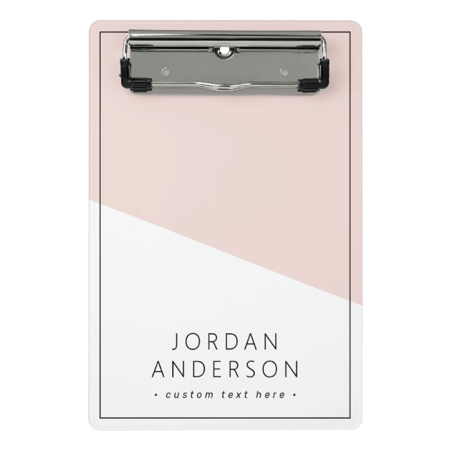 Light blush pink white geometric colour blocks nam mini clipboard (Front)