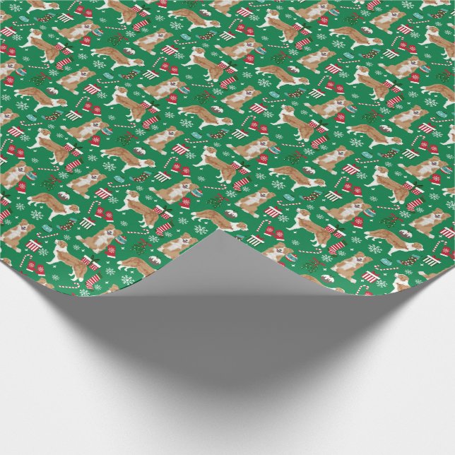 Light Border Collie Dog Christmas Wrapping Paper (Corner)