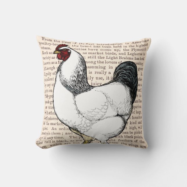 Light Brahma Rooster Vintage Country Classic Throw Pillow (Front)
