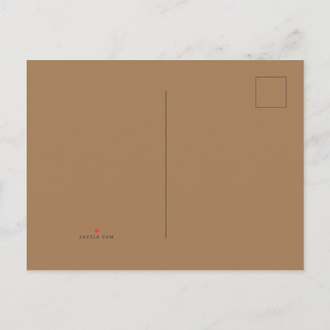 Light Brown #A57C55, Grey Olive Announcement Postcard (Back)
