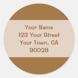 light brown address lable classic round sticker