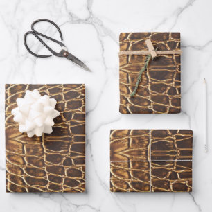 Light Brown Alligator Skin Print Wrapping Paper Sheet