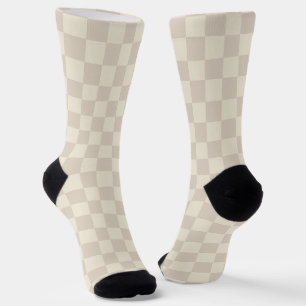 Light Brown and Off White Chequerboard Socks