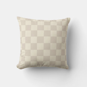 Light Brown and Off White Chequerboard Throw Pillow