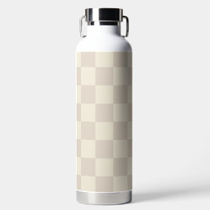 Light Brown and Off White Chequerboard Water Bottle