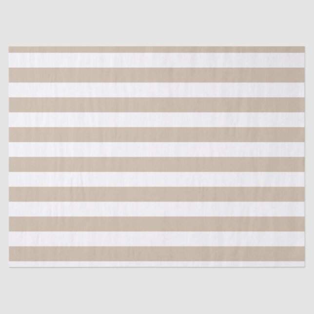 Light Brown and White Stripes Tissue Paper (Front)