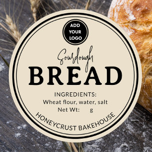Light Brown Bakery Sourdough Bread Label Sticker
