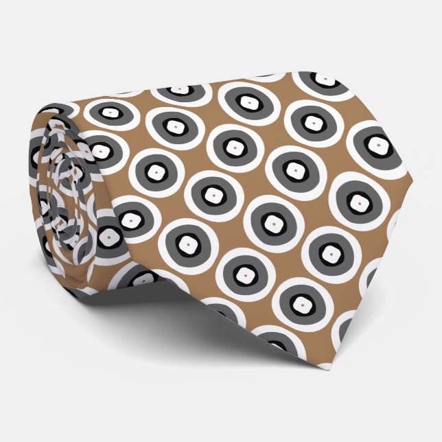 Light Brown Black White Dots Tie (Rolled)