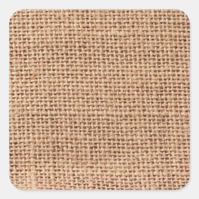 Light Brown Burlap Sack Background Square Sticker (Front)