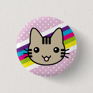 light brown  cat polka dots 1 inch round button