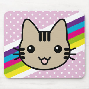 light brown  cat polka dots mouse pad