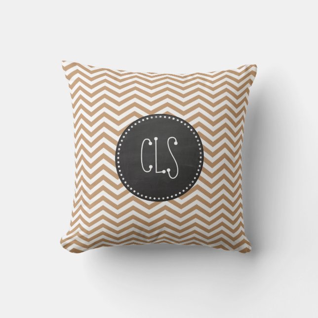 Light Brown Chevron Stripes; Chalkboard Throw Pillow (Front)