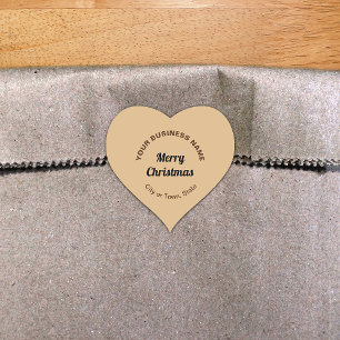Light Brown Christmas Business Heart Shape Sticker