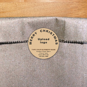 Light Brown Christmas Business Round Shape Sticker