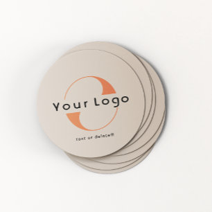 Light Brown Company Logo Business Round Paper Coaster