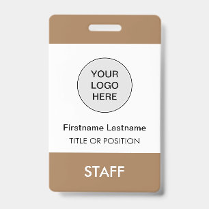 Light Brown Company Logo Employee Name Badge