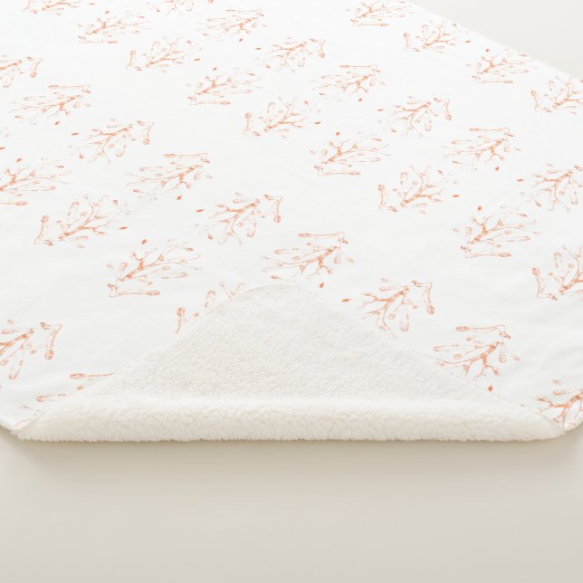 Light brown coral outline on white sherpa blanket (3/4)