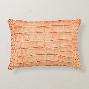 Light brown crocodile leather texture accent pillow