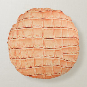 Light brown crocodile leather texture round pillow
