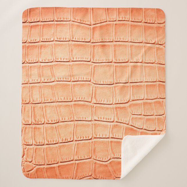 Light brown crocodile leather texture sherpa blanket (Front)