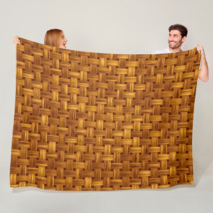 Light brown fabric pattern, wicker netting, rattan fleece blanket