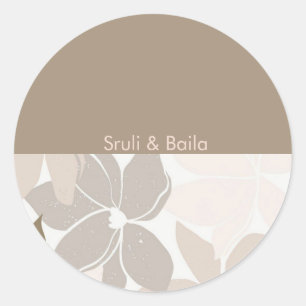 Light brown flower advice card classic round sticker