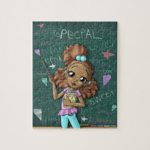 Light Brown Girl and Positive Words Jigsaw Puzzle