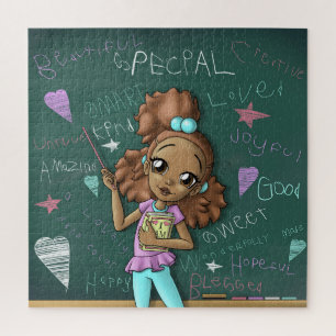 Light Brown Girl and Positive Words Jigsaw Puzzle