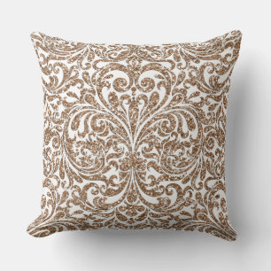 Light Brown Glitter Reversible Pillow Elegant